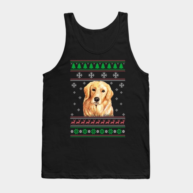 Cute Golden Retriever Dog Lover Ugly Christmas Sweater For Women And Men Funny Gifts Tank Top by uglygiftideas